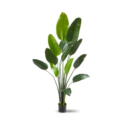 tectake® Künstlicher Paradiesvogelbaum, verschiedene Größen, mit großen PEVA-Blättern, stabiler Kunststoff-Blumentopf