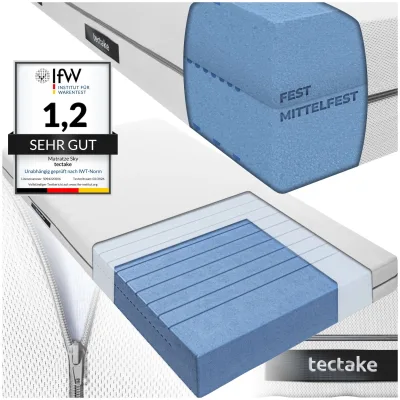 tectake® Matratze, verschiedene Größen, langlebig und formstabil, waschbarer Bezug aus atmungsaktivem 3D-Meshgewebe