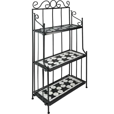 tectake® Metallregal, mit 3 Mosaikböden, bodenschonende Gummifüße, 61 x 29 x 114 cm
