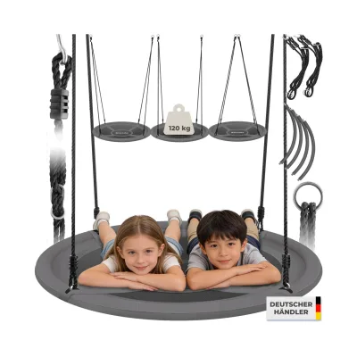 tectake® Nestschaukel, getestet mit 300 kg, geprüft nach DIN EN 71-8, gepolsterter Rand, Textilene-Bespannung