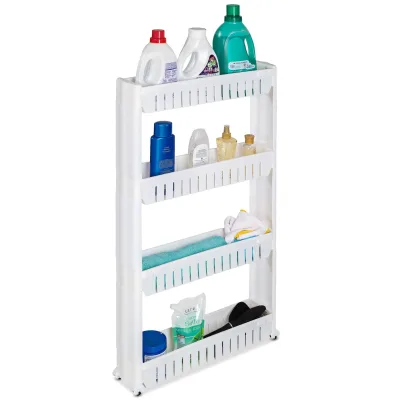 tectake® Nischenregal, 4 Ebenen, leicht zu reinigen, 54 x 12 x 101 cm