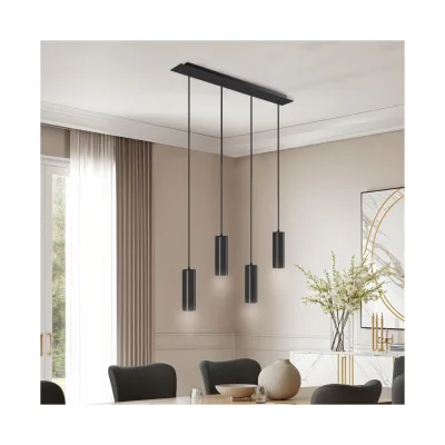 tectake® Pendelleuchte, 4-flammig, 4x GU10, 40 W, längenverstellbare Kabel, 75 x 9 x 146 cm