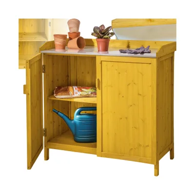 tectake® Pflanztisch, aus Holz, Schutzleisten an 3 Seiten, 98 x 48 x 95 cm