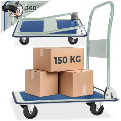 tectake® Plattformwagen, klappbarer Handgriff, rutschfeste Auflage und gummierter Kantenschutz, Ladefläche 73 x 47 cm