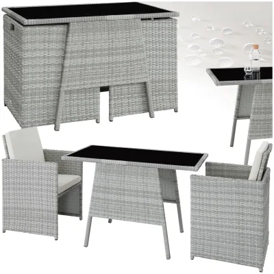tectake® Rattan Sitzgruppe, für 2 Personen, UV-beständig, zusammenschiebbar