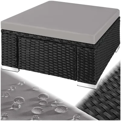 tectake® Rattan Sitzhocker, widerstandsfähig, einfacher Aufbau, 53 x 53 x 26 cm
