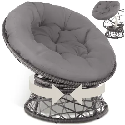 tectake® Rattansessel, drehbar, UV-beständig, 92 x 80 x 80,5 cm