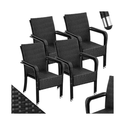 tectake® Rattanstuhl, widerstandsfähig, bodenschonend, stapelbar, 58 x 67 x 90 cm, Belastbarkeit 120 kg