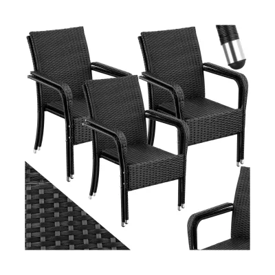 tectake® Rattanstuhl, widerstandsfähig, bodenschonend, stapelbar, 58 x 67 x 90 cm, Belastbarkeit 120 kg