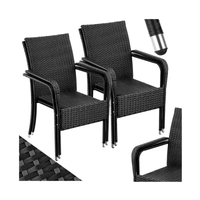 tectake® Rattanstuhl, widerstandsfähig, bodenschonend, stapelbar, 58 x 67 x 90 cm, Belastbarkeit 120 kg