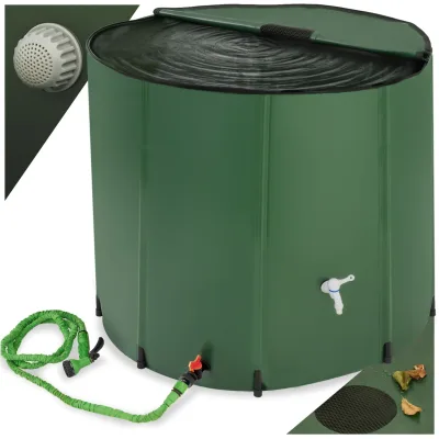tectake® Regentonne, mit Hahn und Überlaufschutz, wetterbeständig, Oberseite abnehmbar