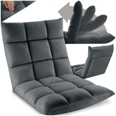 tectake® Relaxsessel , 2 in 1 als Sessel oder Liege, gepolstert, mit Samtbezug, stabiles Stahlgestell, 108 x 57 x 13,5 cm