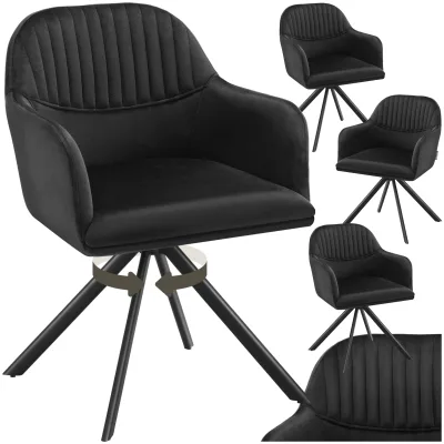 tectake® Samt-Drehstuhl, gepolstert, 360° drehbar, schlanke Stahlbeine, 56 x 59 x 81 cm