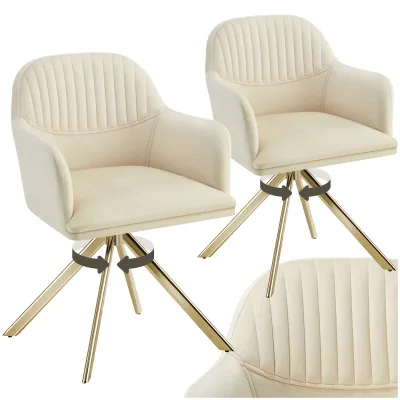 tectake® Samt-Drehstuhl, gepolstert, 360° drehbar, schlanke Stahlbeine, 56 x 59 x 81 cm