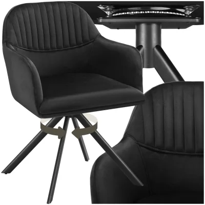tectake® Samt-Drehstuhl, gepolstert, 360° drehbar, schlanke Stahlbeine, 56 x 59 x 81 cm