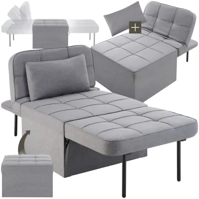 tectake® Schlafhocker, 4 in 1 als Hocker, Sessel, Lounger oder Bett, stabiles Stahlgestell, Belastbarkeit 150 kg