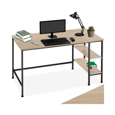 tectake® Schreibtisch, Industrial Style, Seitenregal mit 2 Ablagefächern rechts oder links, 140 x 60 x 76,5 cm