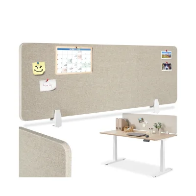 tectake® Schreibtisch Trennwand, in 2 Größen, Stoffbezug aus pflegeleichtem Polyester, inkl. 2 Befestigungsklemmen
