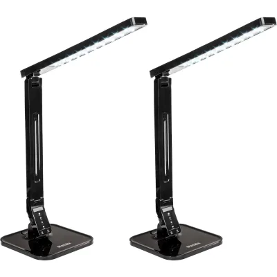 tectake® Schreibtischlampe, LED, 14 W, dreh-, neig- und klappbar, Touchpanel, inklusive USB-Anschluss