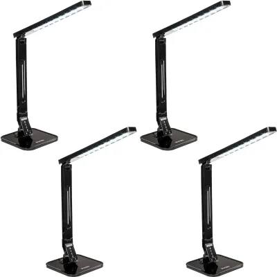 tectake® Schreibtischlampe, LED, 14 W, dreh-, neig- und klappbar, Touchpanel, inklusive USB-Anschluss