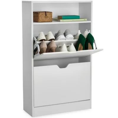 tectake® Schuhschrank, für 12 Paar Schuhe, zuverlässiger Kippschutz, 60 x 24 x 102 cm