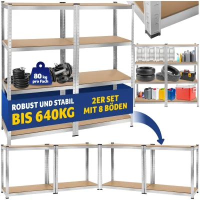 tectake® Schwerlastregal, in verschiedenen Ausführungen, belastbare, höhenverstellbare MDF-Böden, schnelle Montage