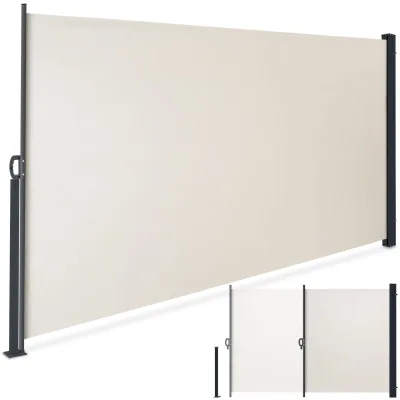 tectake® Seitenmarkise, 180 x 300 cm, Schutz vor Sonne und Wind, ausziehbar, mit Aufrollmechanismus