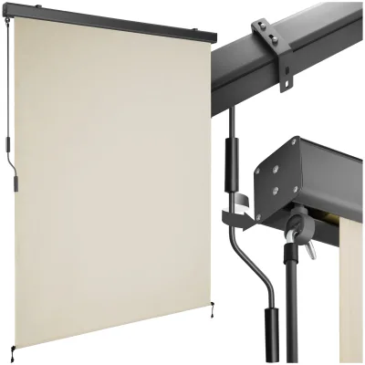 tectake® Senkrechtmarkise, verschiedene Größen, pulverbeschichtetes Aluminiumgehäuse, inkl. Wandhaltern