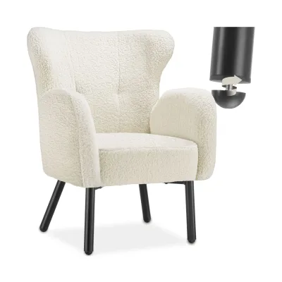 tectake® Sessel, dick gepolstert, mit Bouclé-Bezug, runde, pulverbeschichtete Stahlbeine, 72 x 71 x 92 cm