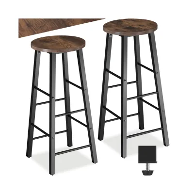 tectake® Set Barhocker, Industrial Style, mit höhenverstellbaren Kunststofffüßen, Sitzhöhe 72,5 cm