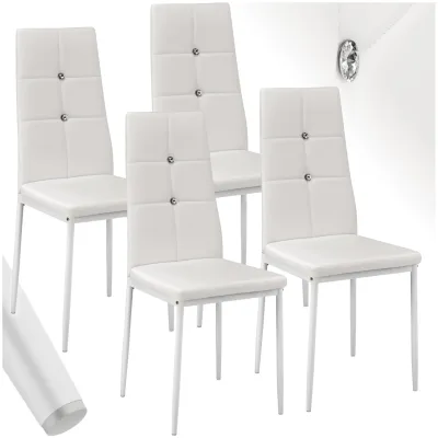 tectake® Set Esszimmerstuhl, gepolstert mit Kunstlederbezug, schlanke Stahlbeine, 40 x 42 x 97 cm