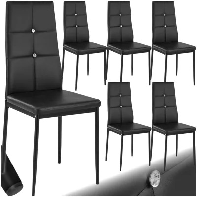 tectake® Set Esszimmerstuhl, gepolstert mit Kunstlederbezug, schlanke Stahlbeine, 40 x 42 x 97 cm