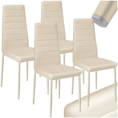 tectake® Set Esszimmerstuhl, gepolstert mit Kunstlederbezug, schlanke Stahlbeine, 45 x 48 x 98,5 cm
