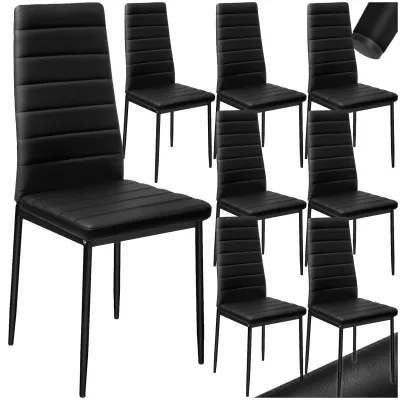 tectake® Set Esszimmerstuhl, gepolstert mit Kunstlederbezug, schlanke Stahlbeine, 45 x 48 x 98,5 cm