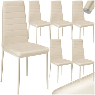 tectake® Set Esszimmerstuhl, gepolstert mit Kunstlederbezug, schlanke Stahlbeine, 45 x 48 x 98,5 cm