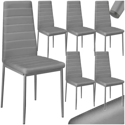 tectake® Set Esszimmerstuhl, gepolstert mit Kunstlederbezug, schlanke Stahlbeine, 45 x 48 x 98,5 cm