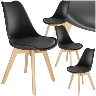 tectake® Set Esszimmerstuhl, Scandi-Design, massive Holzbeine, 49 x 53 x 82 cm