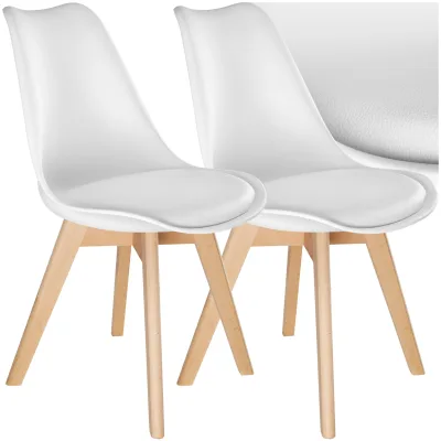 tectake® Set Esszimmerstuhl, Scandi-Design, massive Holzbeine, 49 x 53 x 82 cm