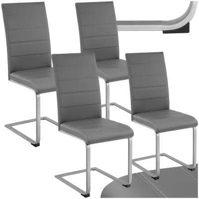 tectake® Set Schwingstuhl, gepolstert mit Kunstlederbezug, flaches Stahlgestell in C-Form, 41 x 52 x 99 cm