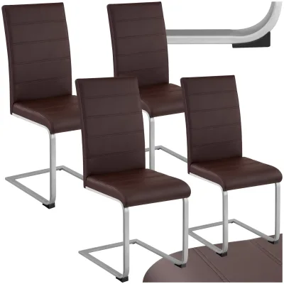 tectake® Set Schwingstuhl, gepolstert mit Kunstlederbezug, flaches Stahlgestell in C-Form, 41 x 52 x 99 cm