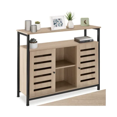 tectake® Sideboard, Industrial Style, 2 Ablagen, 3 Staufächer, mit höhenverstellbaren Kunststofffüßen, 100 x 37 x 82 cm