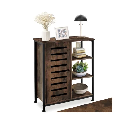 tectake® Sideboard, Industrial Style, Ablage und 3 offene Fächer, mit höhenverstellbaren Kunststofffüßen, 70 x 32 x 82 cm
