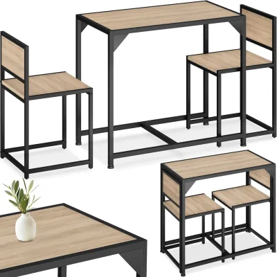 tectake® Sitzgruppe, 3-teilig, Industrial Style, mit höhenverstellbaren Kunststofffüßen