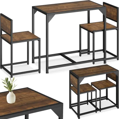tectake® Sitzgruppe, 3-teilig, Industrial Style, mit höhenverstellbaren Kunststofffüßen