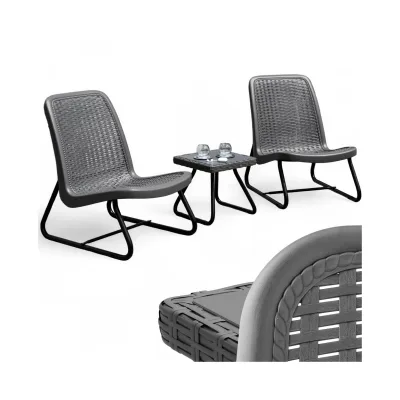 tectake® Sitzgruppe, für 2 Personen in Rattanoptik, UV-beständig, Belastbarkeit Stuhl 120 kg, Schraubfüße