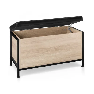 tectake® Sitztruhe, Industrial Style, gepolstert, Kunstlederbezug