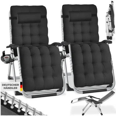 tectake® Sonnenliege, klappbar, abnehmbares Sitz- und Kopfpolster, 84 x 168 x 82,5 cm, mit Ablagetisch