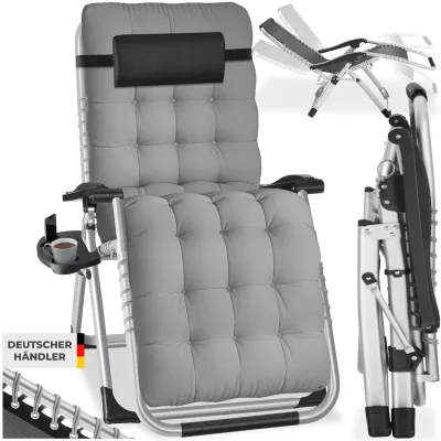 tectake® Sonnenliege, klappbar, abnehmbares Sitz- und Kopfpolster, 84 x 168 x 82,5 cm, mit Ablagetisch