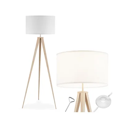 tectake® Stehleuchte, Dreibeingestell aus Stahl, 60 W, Fußschalter, 57 x 57 x 158 cm