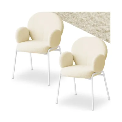 tectake® Stuhl, gepolstert mit Bouclé-Bezug, runde Stahlbeine, Belastbarkeit 120 kg, 61,5 x 62 x 90 cm
